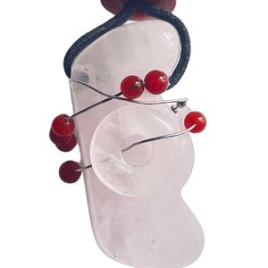 Native American Necklace rose quartz fetish bear